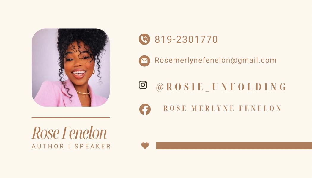 Rose Fenelon business card with contact information
